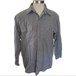 Orvis Grey Button Front 100% Cotton 2 Pocket Front Casual Flannel Shirt Men’s XL